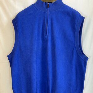 Robert Trent Jones Men's Velour Mock Neck 1/4 Zip Pullover Vest - Royal Blue -XL